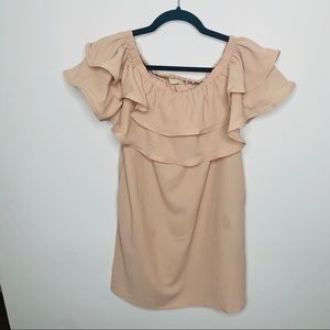 Hot&Delicious Nude ruffle off the shoulder‎ top